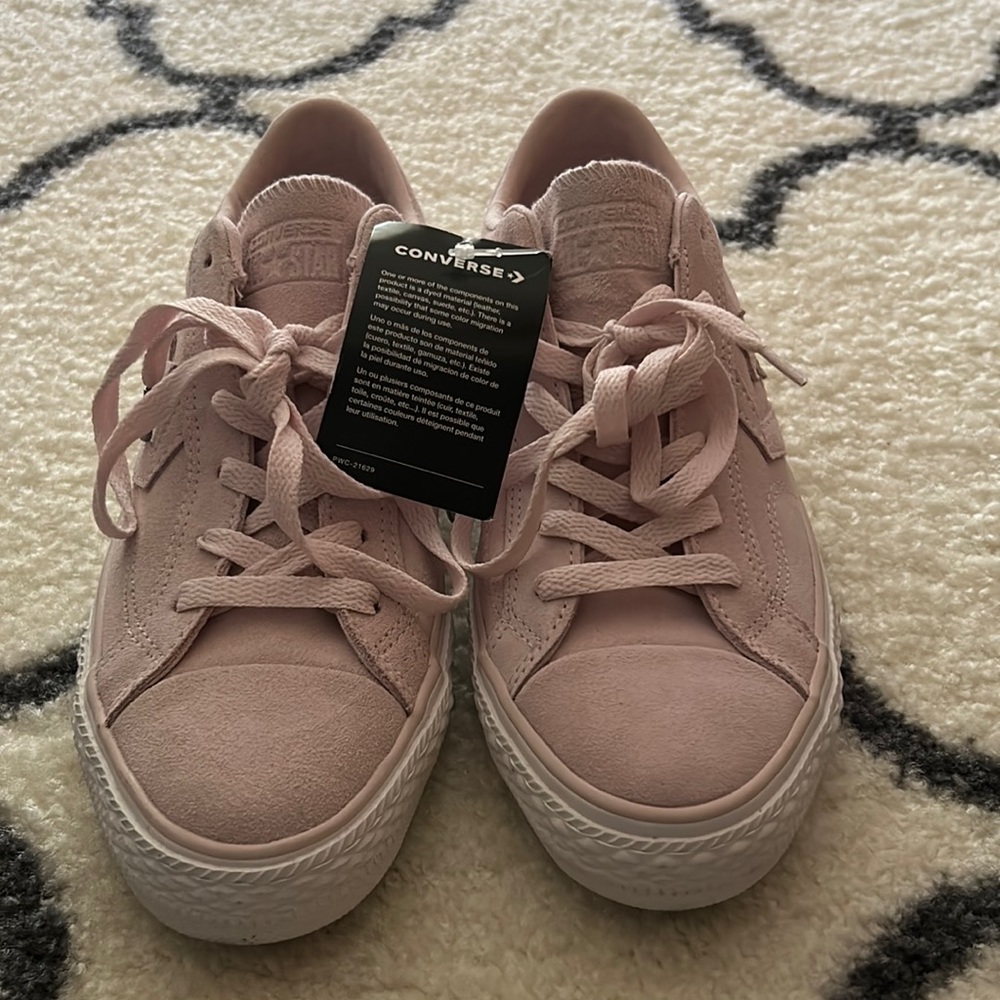 Pink suede Converse